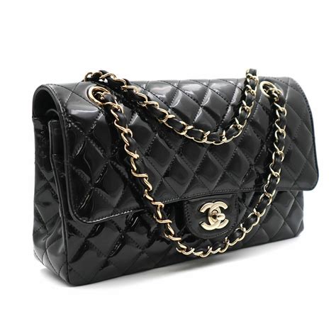 chanel black patent leather shoulder bag|Chanel bag leather types.